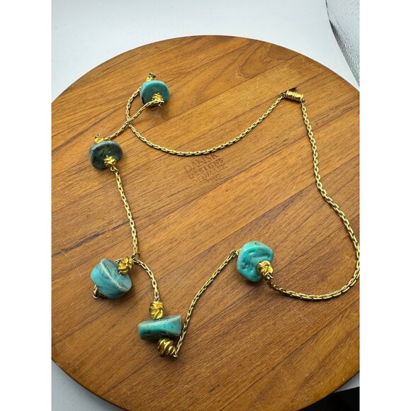 Pauline Rader Gold Turquoise Necklace - Picture 2 of 4